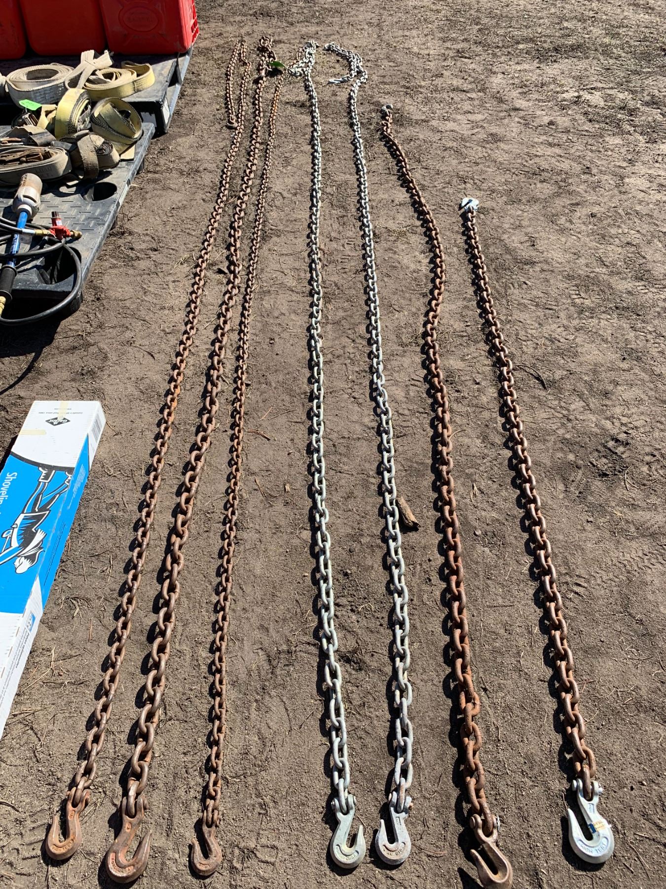7- Chains, various lengths ( 7 ft., 10 ft., 13 ft. , 16 ft)