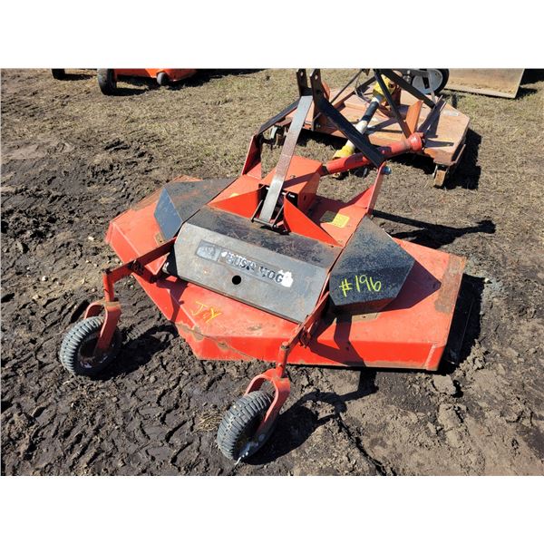 Bush Hog 62 inch finishing mower c/w 3pt hitch, has bad spindle, sells as .owner says it works.