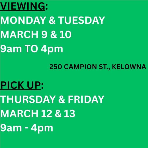 VIEWING & PICKUP DATES