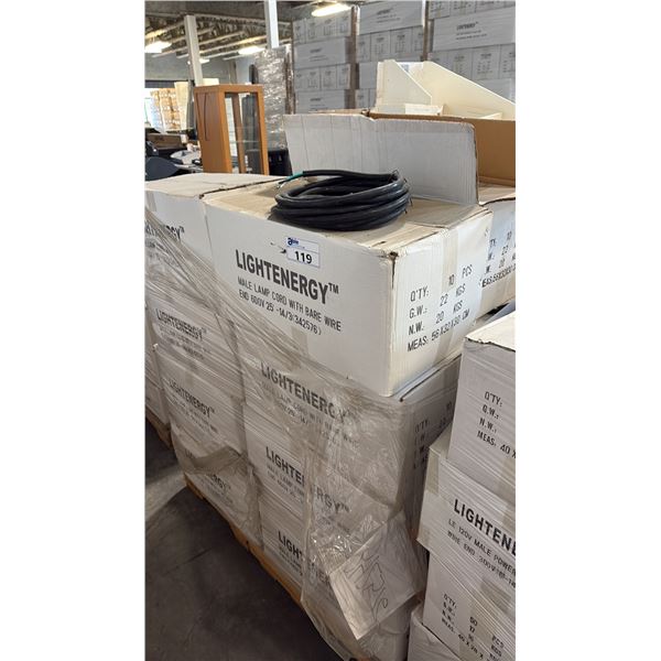 PALLET OF LIGHTENERGY MALE LAMP CORD W/ BARE WIRE END