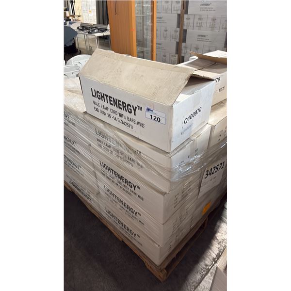 PALLET OF LIGHTENERGY MALE LAMP CORD W/ BARE WIRE END