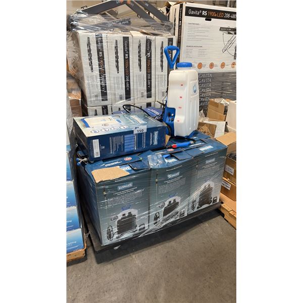 PALLET OF RAINMAKER 4 GALLON BATTERY POWERED BACKPACK PUMP SPRAYER AND MORE