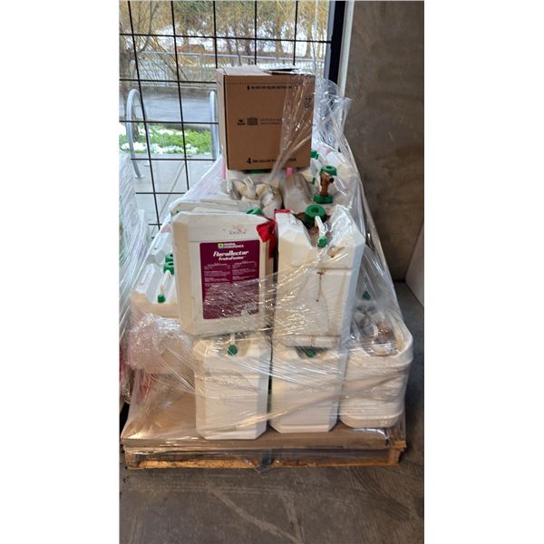 PALLET OF MIX HORTICULTURE LIQUID SUPPLEMENTS INCL GENERAL HYDROPONICS FLORANECTAR FRUIT-N-FUSION