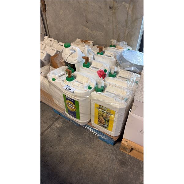PALLET OF MIX HORTICULTURE LIQUID SUPPLEMENTS INCL HYGROZYME ENZYME FORMULA AND MORE