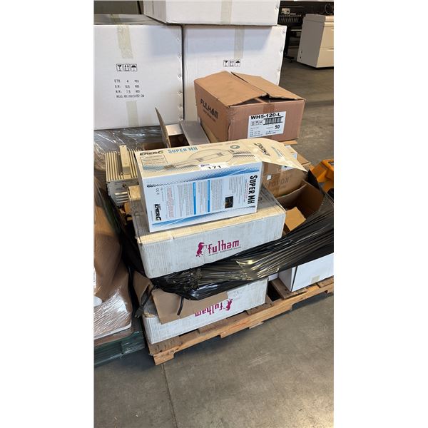 PALLET OF MIXED ITEMS INCL BALLAST, LAMPS AND MORE