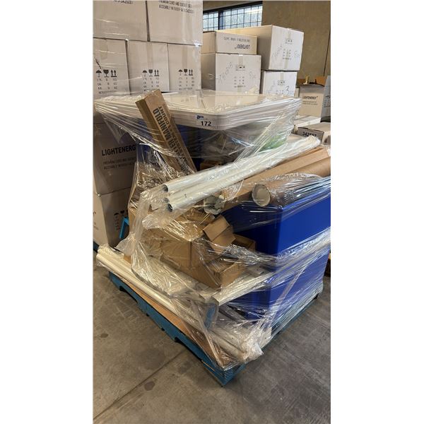 PALLET OF MIXED ITEMS INCL PHILIPS CDM-TP C182/O LAMPS, TRELLIS ACCESSORIES AND MORE