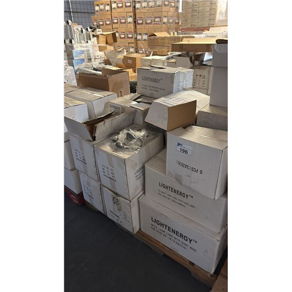 PALLET OF LIGHTENERGY MALE LAMP CORD W/ BARE WIRE END AND MORE