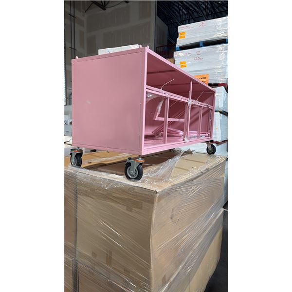 PALLET OF ASSORTED COLOR METAL MOBILE STORAGE CABINETS D23" X W62" X H29"