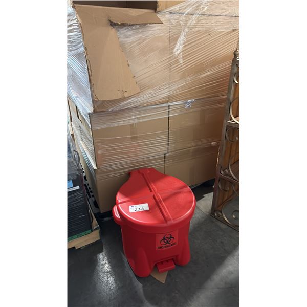 12 RED BIO HAZARD RECEPTACLES