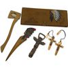 Image 1 : 6 Pcs. Lot of First Nation Design Items (Leather Wallet, Copper Bookmarks, Bottle Opener, & Wood Let