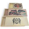 Image 2 : 3 Haida Design Wood Boxes with Sliding Tops (one is 1.75" x 8" x 11", two are 1.75" x 8" x 18")