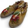 Image 2 : Pair of Vintage Beaded Leather Moccasins * Believed to be Ojibwe Design * 10" long sole