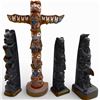 Image 1 : 1 Edmund Wolf Design & 3 Black Totem Pole Figurines (Tallest is 10.5" Edmund Wolf which has a repai