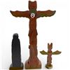 Image 2 : 3 Totem Pole Figurines (11" Edmund Wolf, 6" Black Resin & 4.5" Carved & Painted Wood)