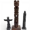 Image 1 : 3 Totem Pole Figurines (2 black resin & one 9" carved wood)