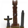 Image 2 : 3 Totem Pole Figurines (2 black resin & one 9" carved wood)