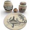 Image 1 : 4 Pieces of Native American and Southwest-Style Pottery * the Plate is 9" Diameter