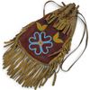Image 1 : Beaded Leather First Nations Design Drawstring Purse (8" x 12")