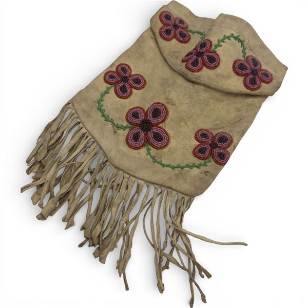 Beaded Cloth Belt Pouch * Possibly Plateau First Nations Design (7" x 9")