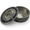 Image 2 : Boma Pewter Pillar Candle Stand (6" Diameter) & Lidded Enameled Pewter Trinket Box (.75" tall x 2" d