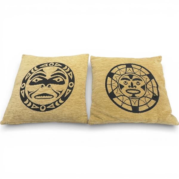 2 Haida Design Chenille Throw Pillows (Zippered - 16" X 16")