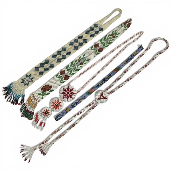 4 Beaded Necklaces & 1 Head Band - First Nations Design