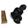 Image 1 : Inuit Soapstone Carving (3" x 4" x 6" tall) & 4" Wood Totem