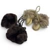 Image 1 : Pair of Leather & Fur Baby Moccasins & Faux Fur Baby Mitts