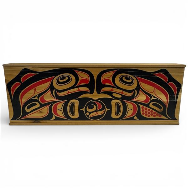 West Coast Decorated Slide Top Salmon Box (7" x 19" x 2" deep)