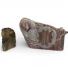 Image 1 : Carved Navajo Alabaster Statue (2" x 6" x 5" tall) & Composite Eagle Head Carving (1" x 2" x 3" tall