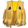Image 1 : Genuine Leather Vest with Beaded Appliques (22" wide at the back and 28" long at the end of the frin