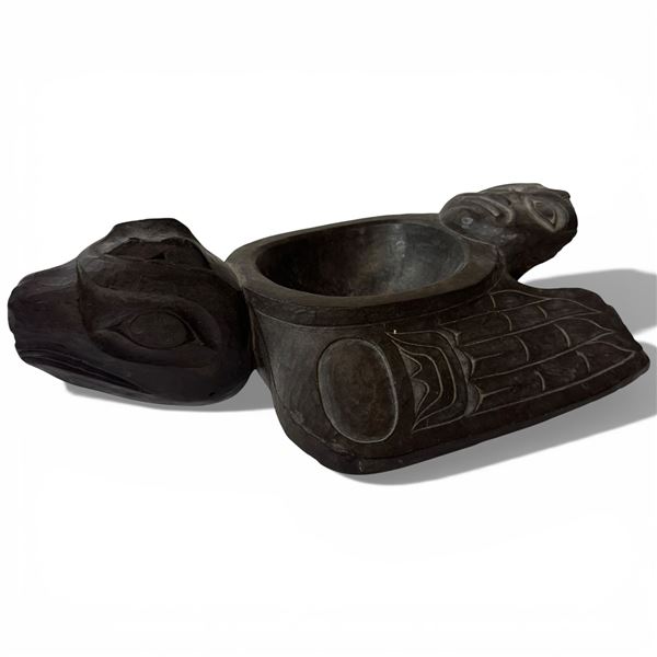 1960s Amos Wallace Carved Grease Bowl (Famous Tlingit Carver) Steatite