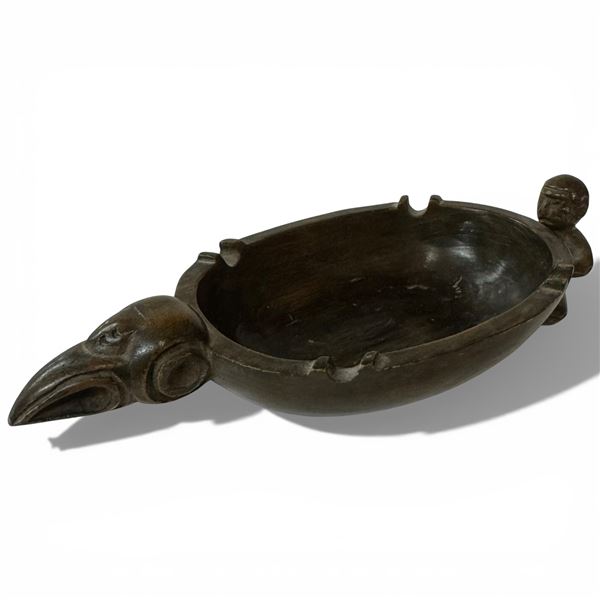 Northwest Coast Indigenous Carved Feast Bowl Haida Tlingit or Tsimshian 4 X 9 X 2"