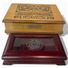 Image 2 : 1 Wood & 1 Glass Topped Keepsake Box with First Nation Designs (Larger wood box is 3" x 11" x 9")