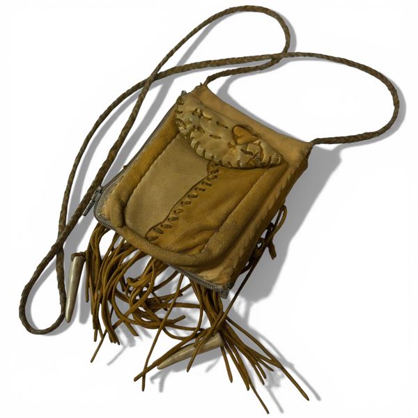 Zippered Leather Cross Body Purse (6" x 7")