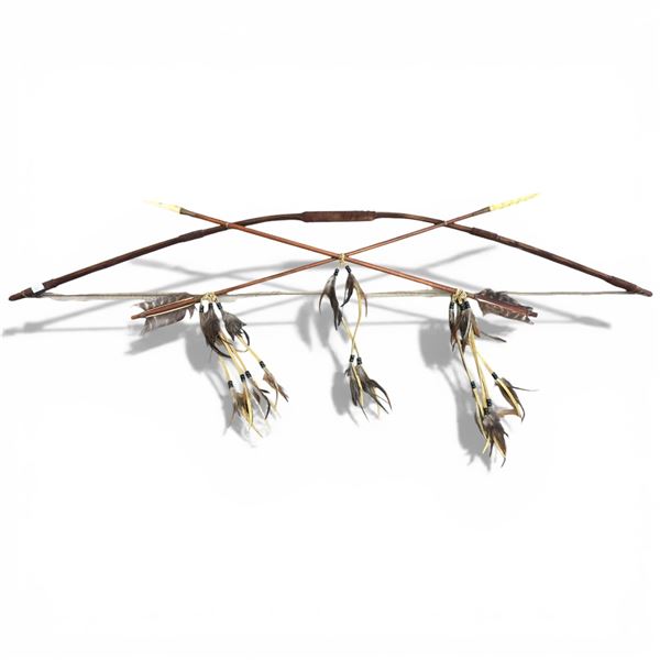 45" Wood Bow with 2 Bone Tipped Arrows