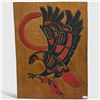 Image 1 : Carved Cedar "Sun Eagle Salmon" Wall Plaque - Signed Jon Julian - 12" x 16"