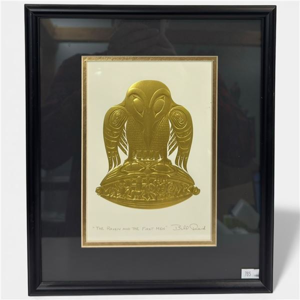 Bill Reid Gold Foil Print "The Raven and the First Men" (Double matted - frame dimension are 11" x 1