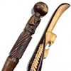 Image 2 : 2 Carved Wood Canes - 48" Jamaican & 33" African