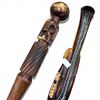 Image 3 : 2 Carved Wood Canes - 48" Jamaican & 33" African