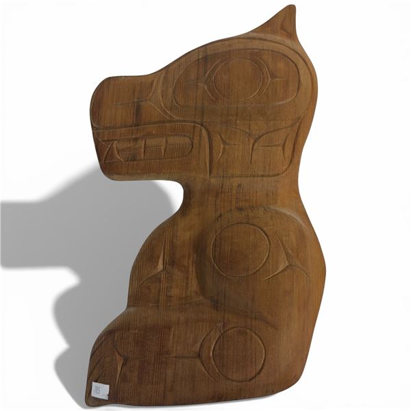 George R. Price Signed Cedar Wall Plaque of Bear - Coast Salish - 3" thick x 9" wide x 16" tall