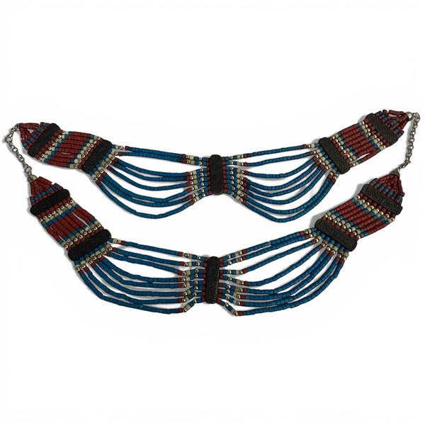 2 Hishi Bead Chocker Necklaces (1.5" wide x 18" long)