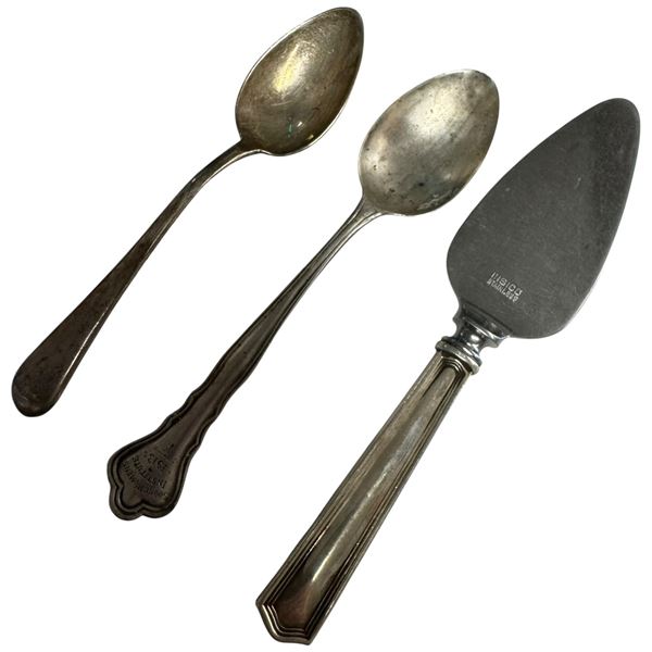2 Sterling Silver Spoons & 1 Pate Knife (1 spoon is engraved Sooke Women's Institute 1913 ) * Total
