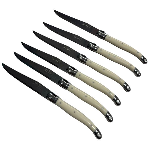 6 Vintage Laguiole Jean Dubost Serrated Steak Knives