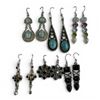 Image 1 : 6 Pairs of Polished Natural Gemstone & Crystal Earrings in Silver Settings (Black Onyx, Garnet, Amet