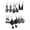 Image 1 : 6 Pairs of Polished Natural Gemstone & Crystal Earrings in Silver Settings (Rose Quartz, Garnet, Car