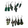 Image 1 : 6 Pairs of Polished Natural Gemstone & Crystal Earrings in Silver Settings (Green Agate, Garnet, Per