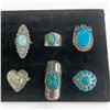 Image 1 : 6 New Rings * all stamped .925 * (Turquoise, Ocean Agate, Amazonite, & Agate) Longest ring  is 41 mm