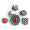 Image 1 : 6 New Rings * all stamped .925 * (Turquoise with Red Agate, Blue Topaz Crystal, Moonstone, Peridot &