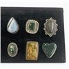 Image 1 : 6 New Rings * all stamped .925 * (Stingray Coral, Plume Agate, Bloodstone, Blue Banded Agate & More)